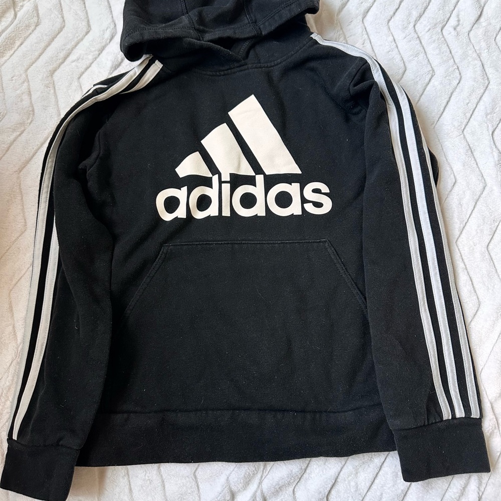 Adidas Kids Black and White Logo Hoodie